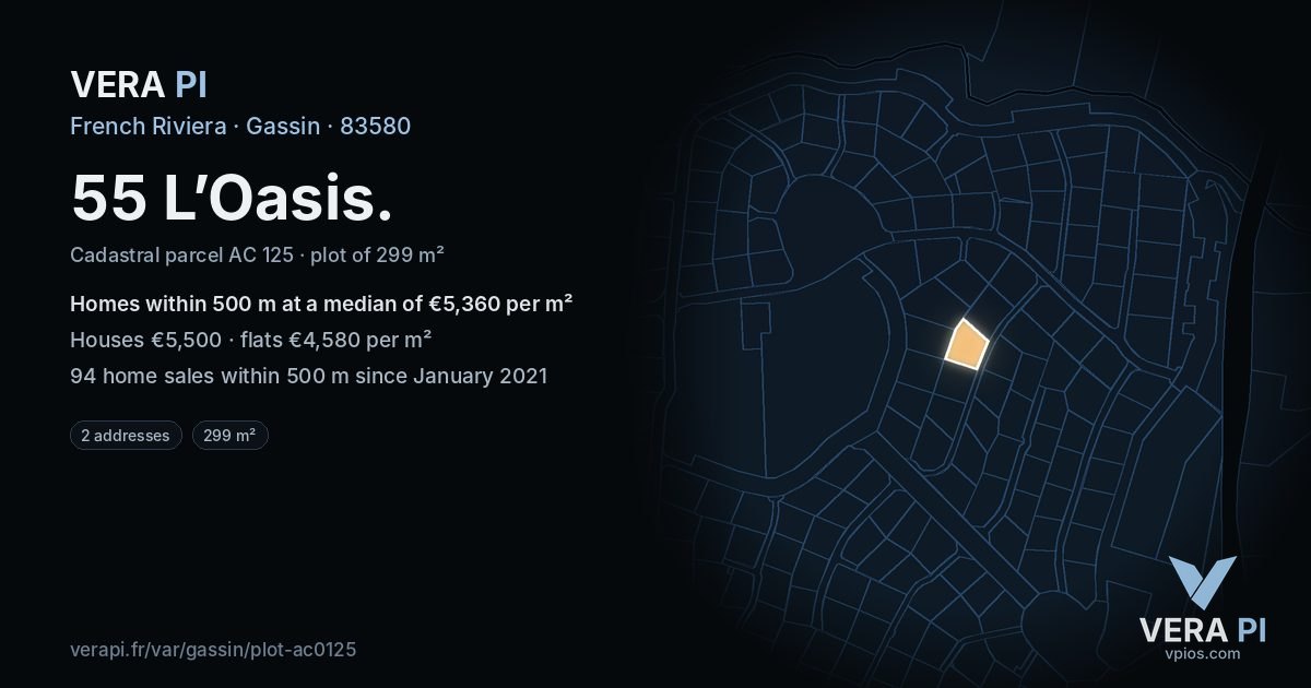 55 L’Oasis, Gassin at night – the plot lit, the parcels around coloured by the prices near them