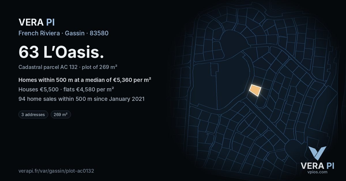 63 L’Oasis, Gassin at night – the plot lit, the parcels around coloured by the prices near them