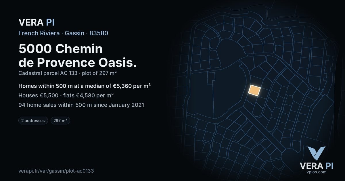 5000 Chemin de Provence Oasis, Gassin at night – the plot lit, the parcels around coloured by the prices near them