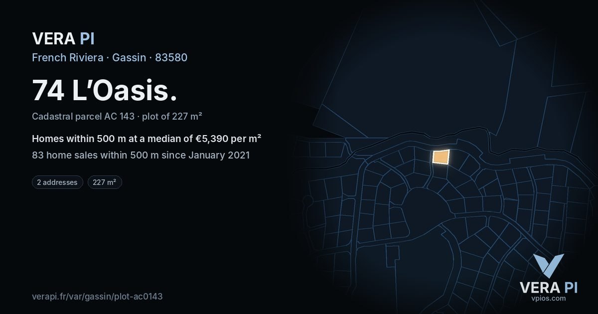74 L’Oasis, Gassin at night – the plot lit, the parcels around coloured by the prices near them