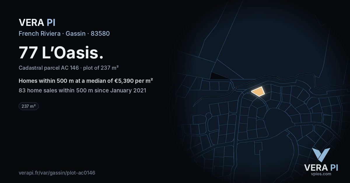 77 L’Oasis, Gassin at night – the plot lit, the parcels around coloured by the prices near them