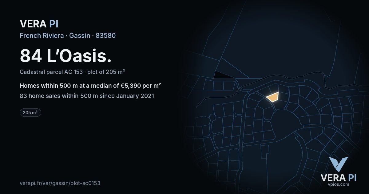 84 L’Oasis, Gassin at night – the plot lit, the parcels around coloured by the prices near them