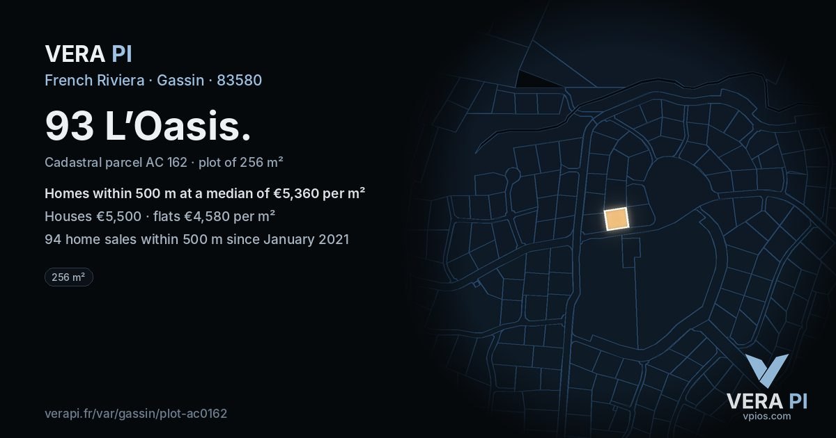 93 L’Oasis, Gassin at night – the plot lit, the parcels around coloured by the prices near them