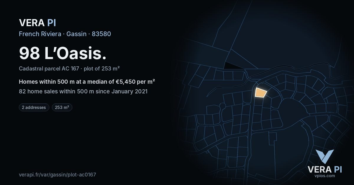 98 L’Oasis, Gassin at night – the plot lit, the parcels around coloured by the prices near them