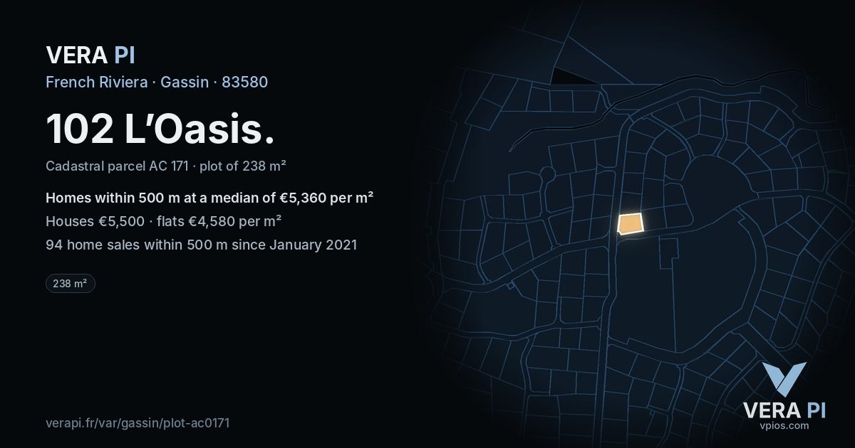 102 L’Oasis, Gassin at night – the plot lit, the parcels around coloured by the prices near them