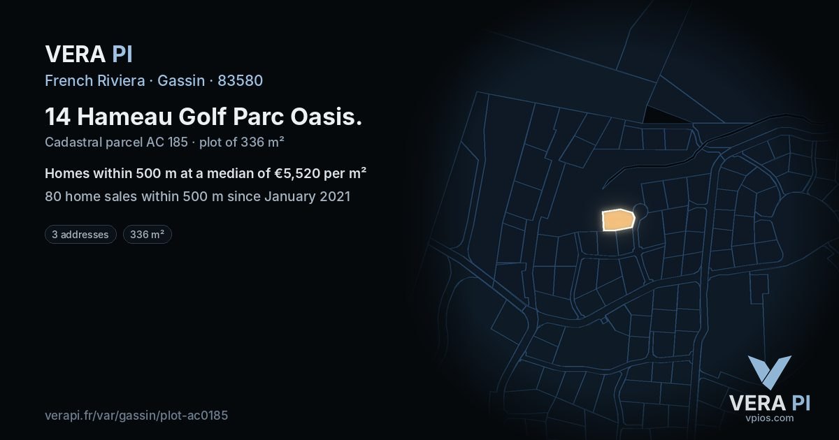 14 Hameau Golf Parc Oasis, Gassin at night – the plot lit, the parcels around coloured by the prices near them