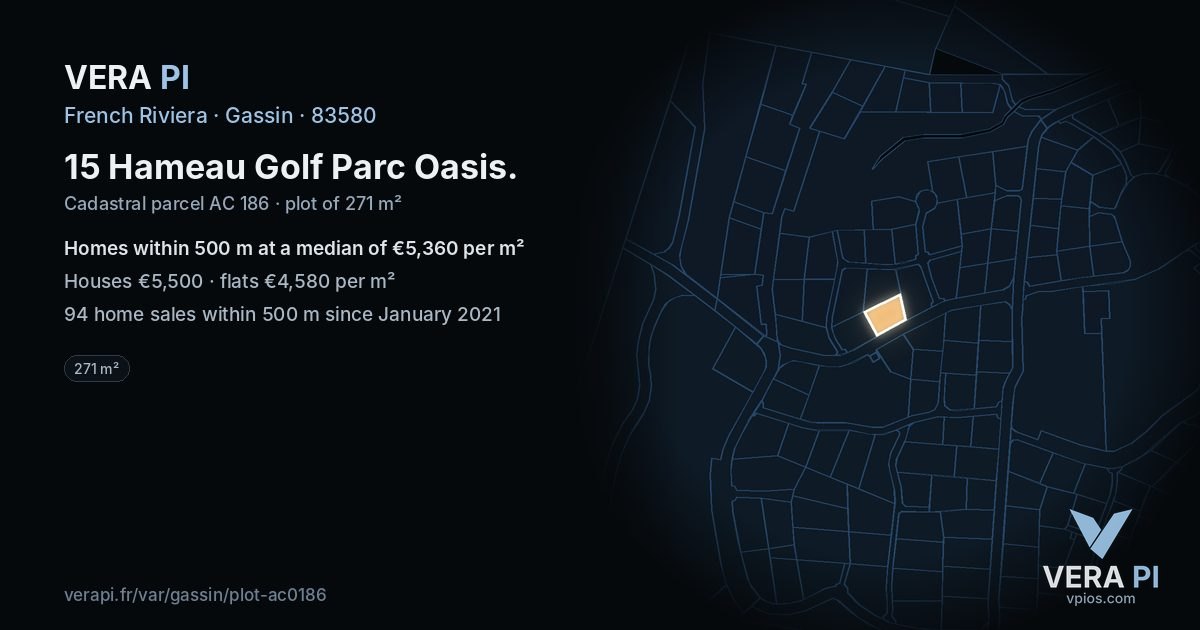 15 Hameau Golf Parc Oasis, Gassin at night – the plot lit, the parcels around coloured by the prices near them