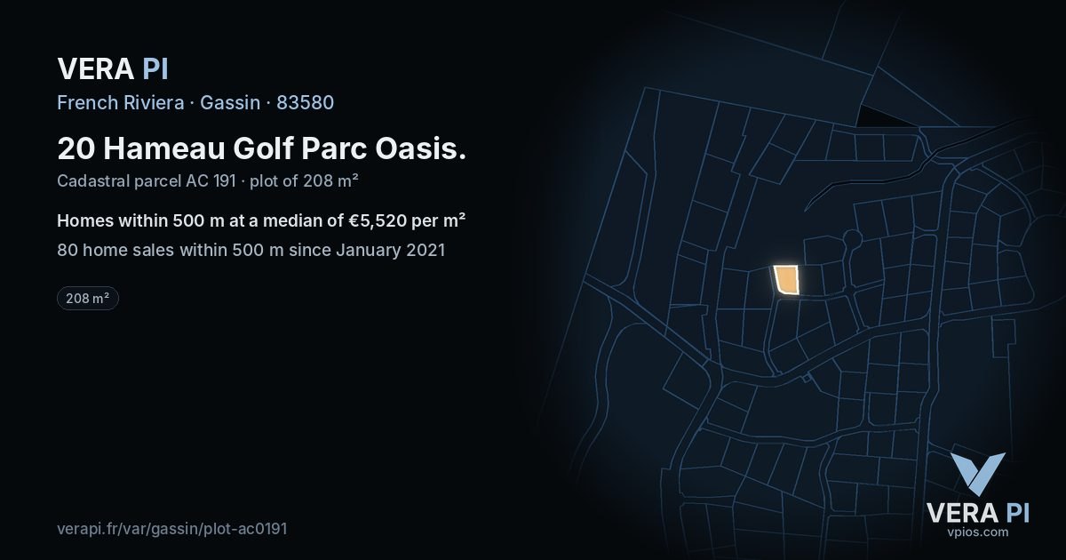 20 Hameau Golf Parc Oasis, Gassin at night – the plot lit, the parcels around coloured by the prices near them
