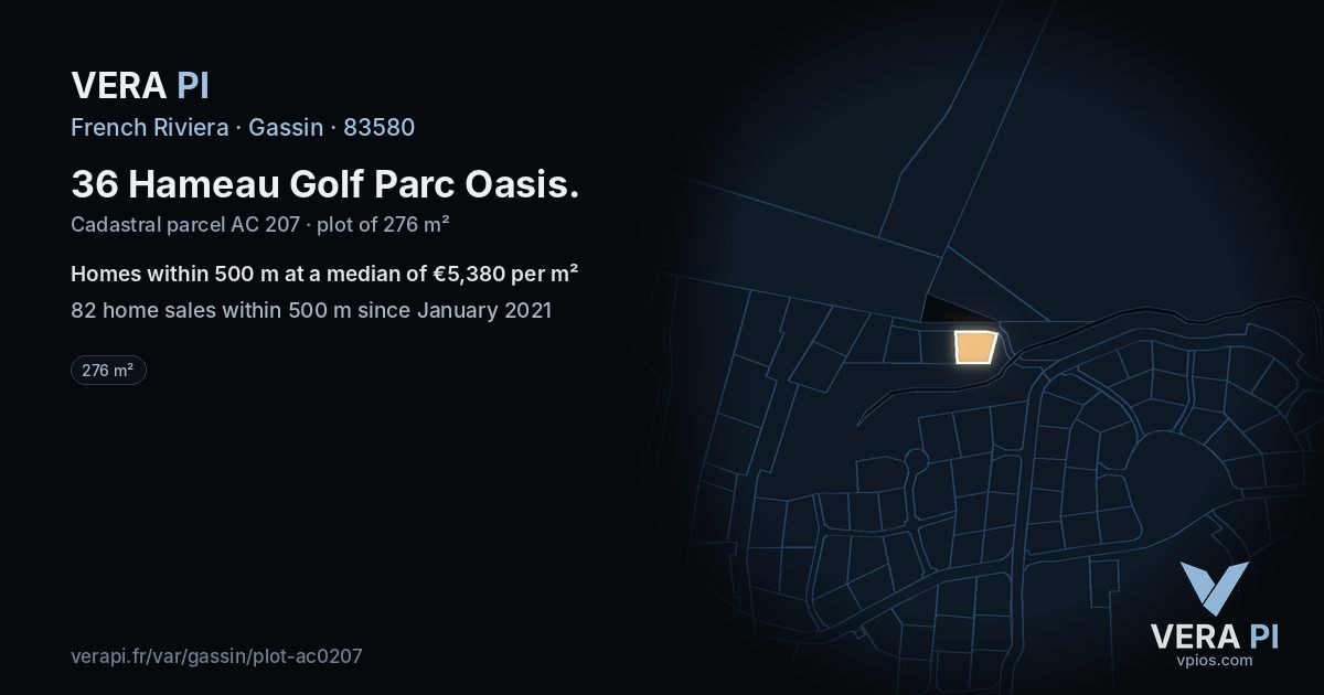 36 Hameau Golf Parc Oasis, Gassin at night – the plot lit, the parcels around coloured by the prices near them