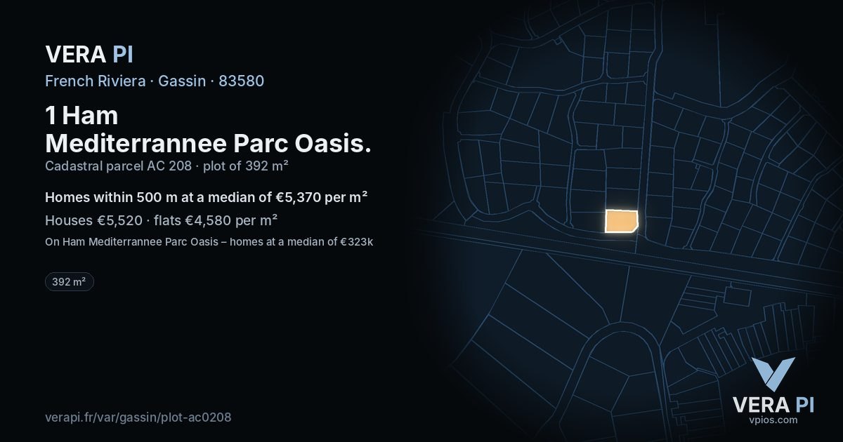 1 Ham Mediterrannee Parc Oasis, Gassin at night – the plot lit, the parcels around coloured by the prices near them