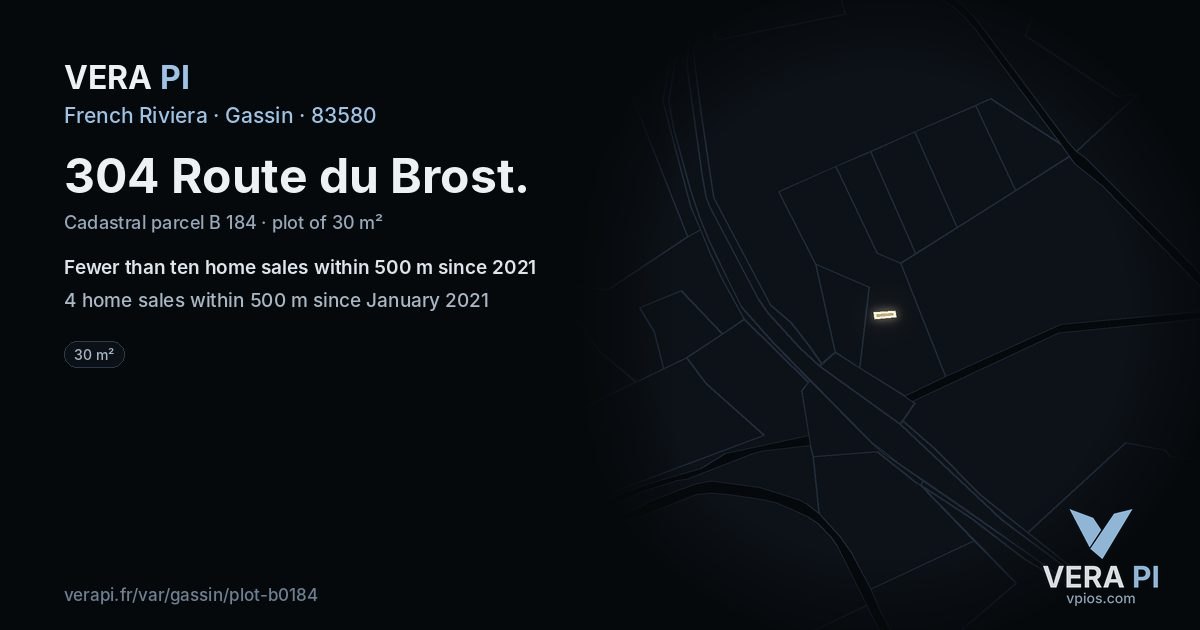 304 Route du Brost, Gassin at night – the plot lit, the parcels around coloured by the prices near them