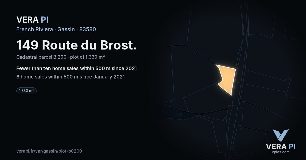 149 Route du Brost, Gassin at night – the plot lit, the parcels around coloured by the prices near them