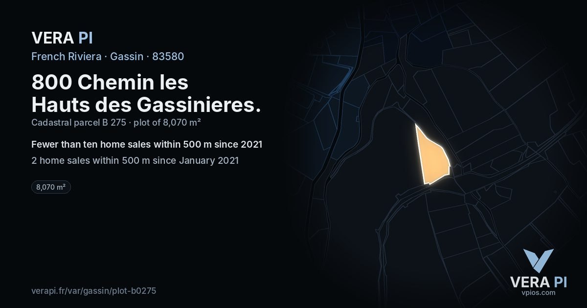 800 Chemin les Hauts des Gassinieres, Gassin at night – the plot lit, the parcels around coloured by the prices near them