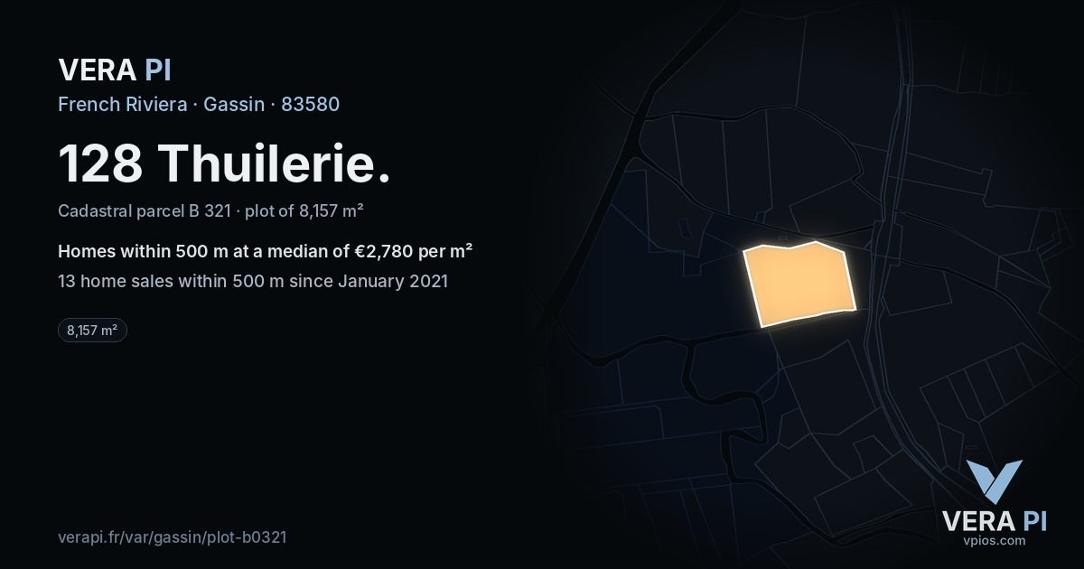 128 Thuilerie, Gassin at night – the plot lit, the parcels around coloured by the prices near them