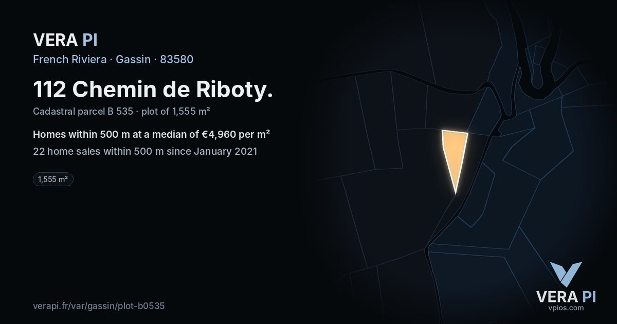 112 Chemin de Riboty, Gassin at night – the plot lit, the parcels around coloured by the prices near them