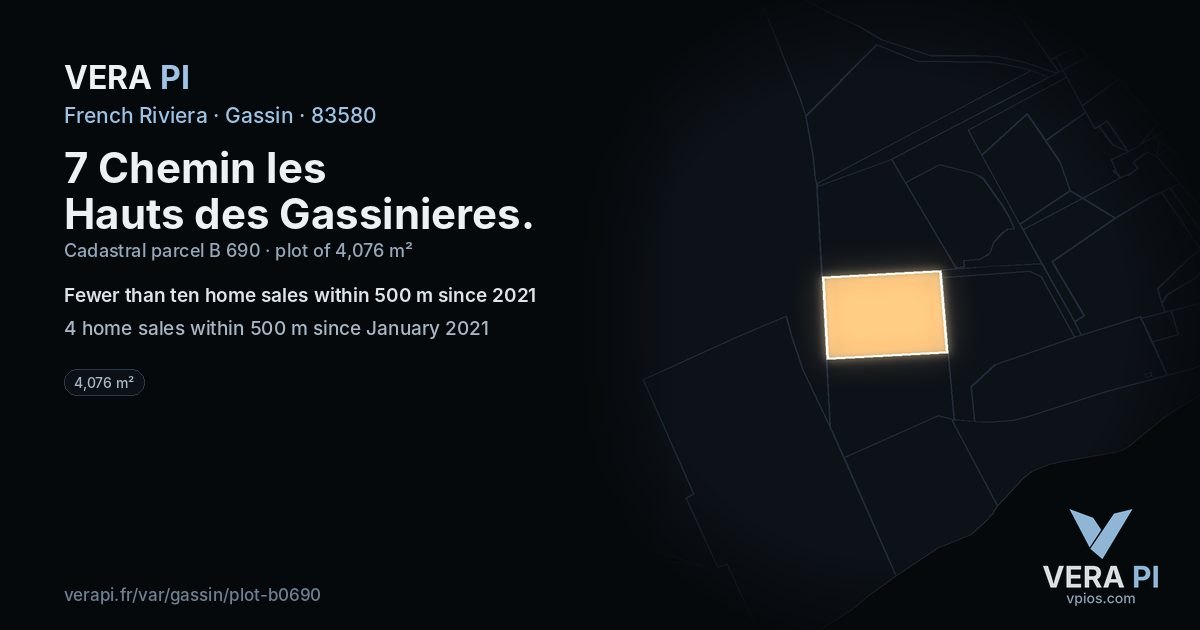 7 Chemin les Hauts des Gassinieres, Gassin at night – the plot lit, the parcels around coloured by the prices near them