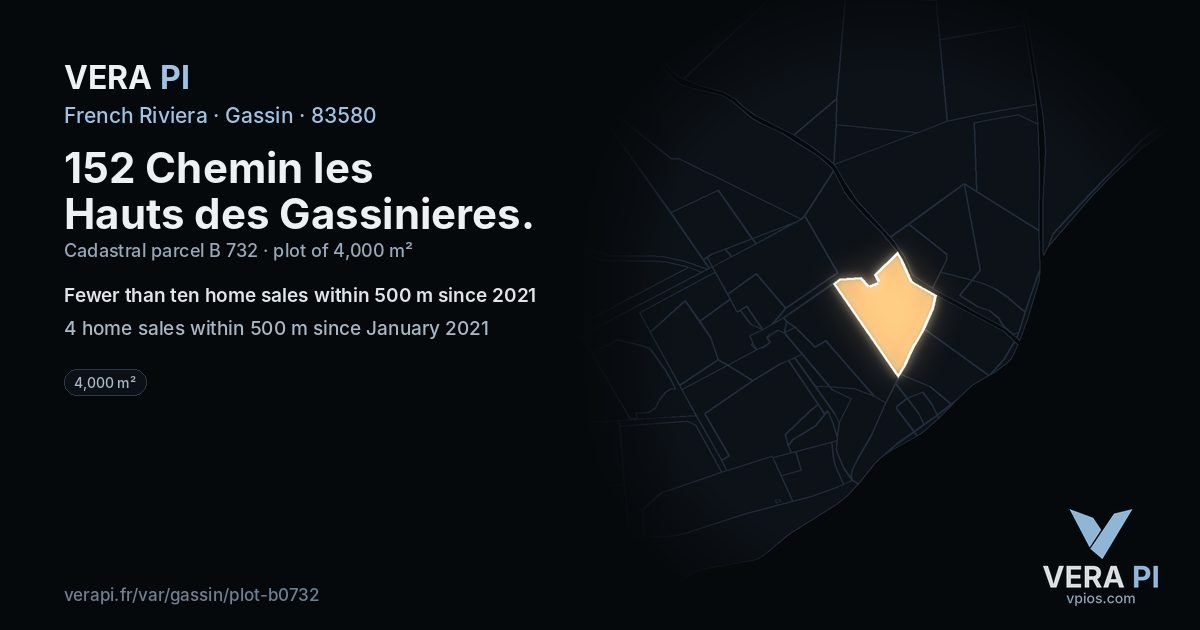 152 Chemin les Hauts des Gassinieres, Gassin at night – the plot lit, the parcels around coloured by the prices near them