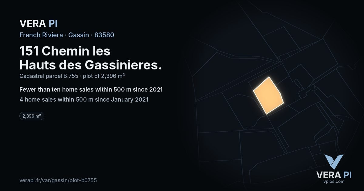 151 Chemin les Hauts des Gassinieres, Gassin at night – the plot lit, the parcels around coloured by the prices near them
