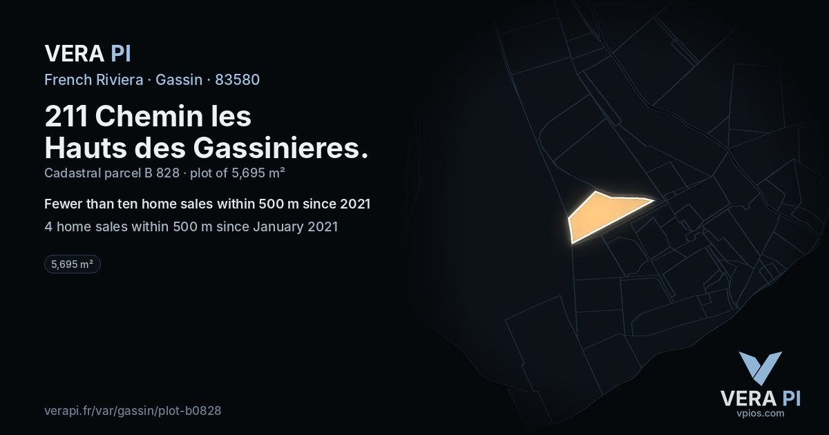 211 Chemin les Hauts des Gassinieres, Gassin at night – the plot lit, the parcels around coloured by the prices near them