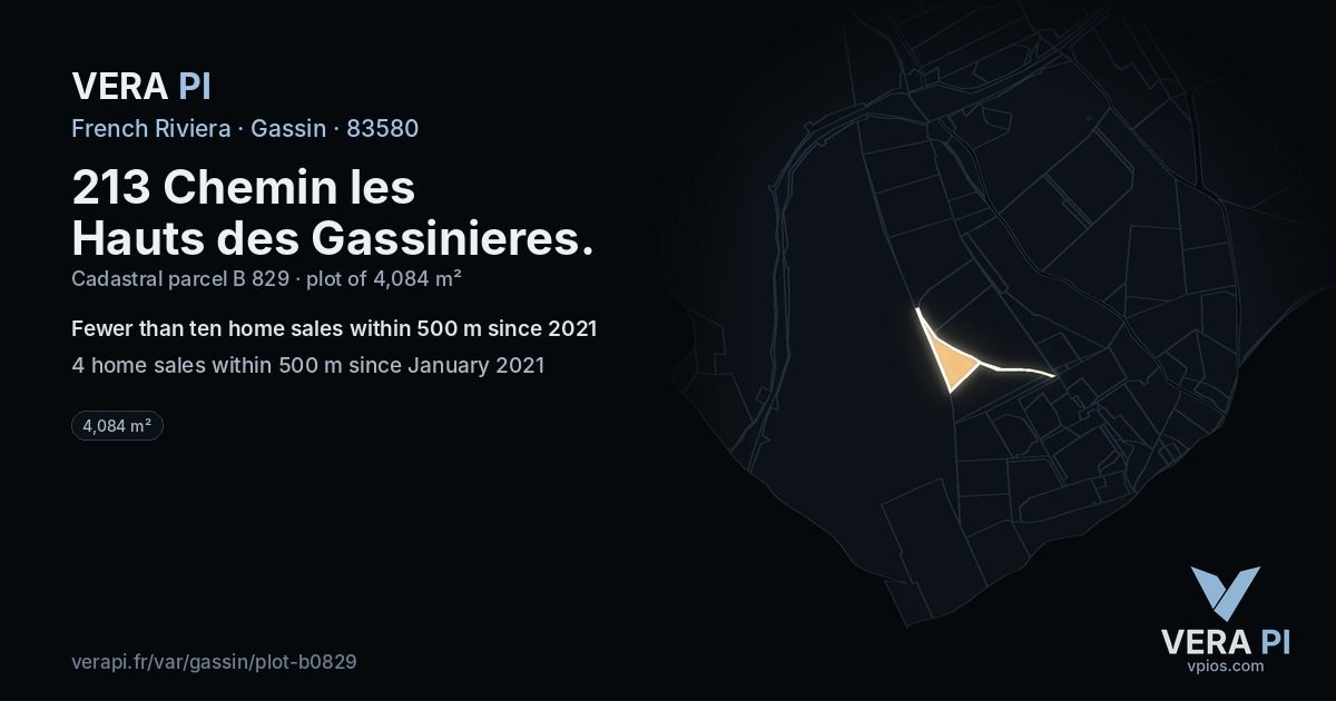 213 Chemin les Hauts des Gassinieres, Gassin at night – the plot lit, the parcels around coloured by the prices near them