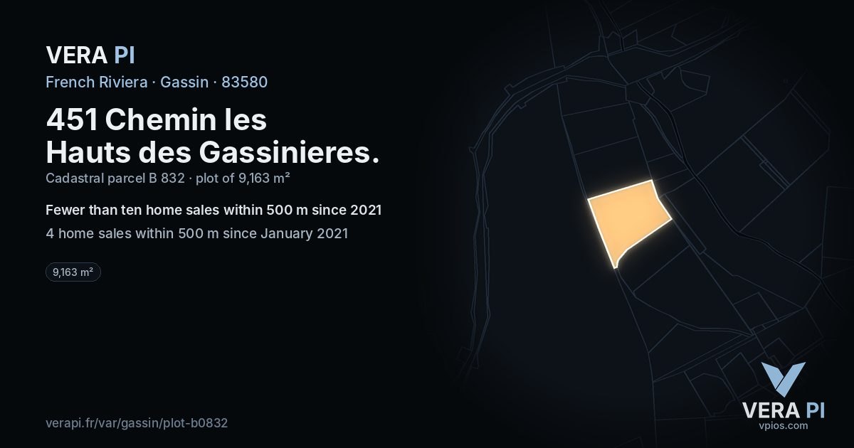 451 Chemin les Hauts des Gassinieres, Gassin at night – the plot lit, the parcels around coloured by the prices near them