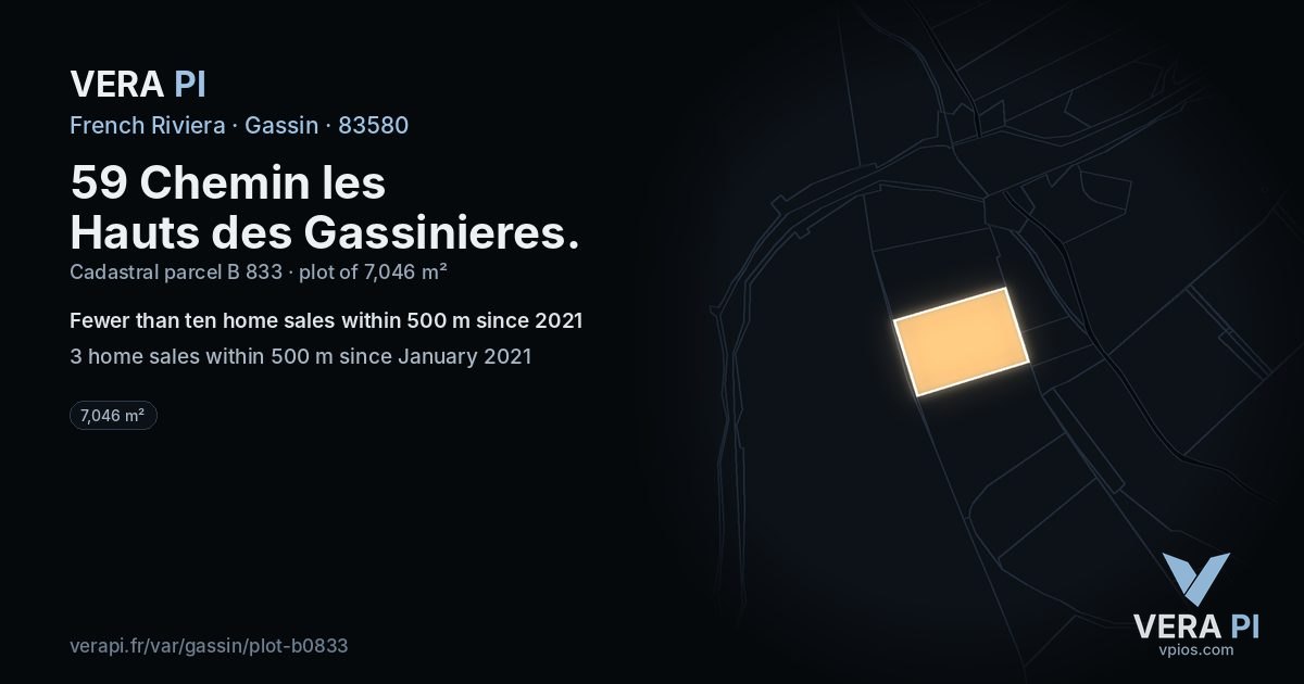 59 Chemin les Hauts des Gassinieres, Gassin at night – the plot lit, the parcels around coloured by the prices near them