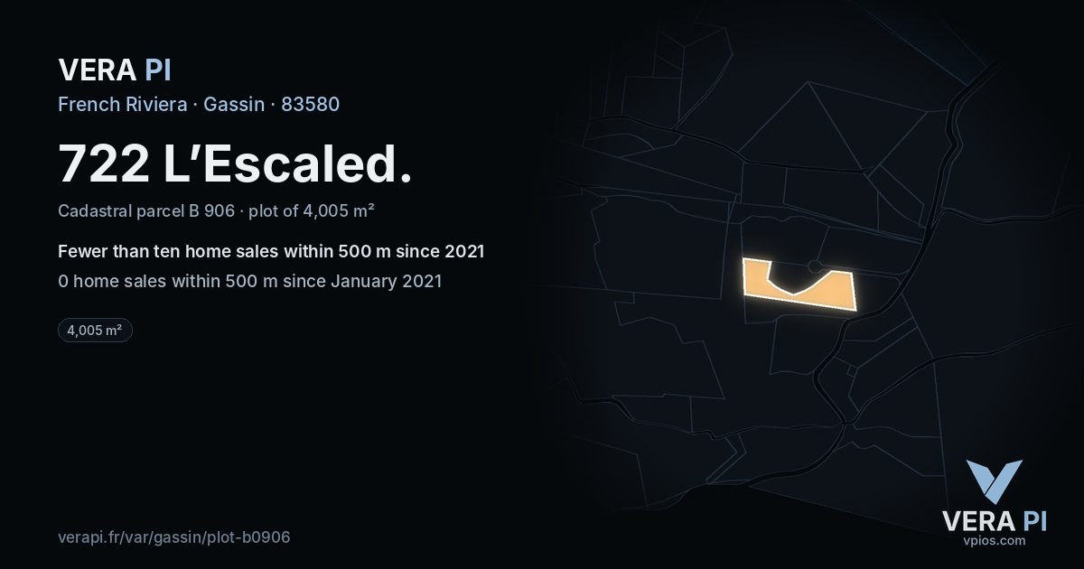 722 L’Escaled, Gassin at night – the plot lit, the parcels around coloured by the prices near them