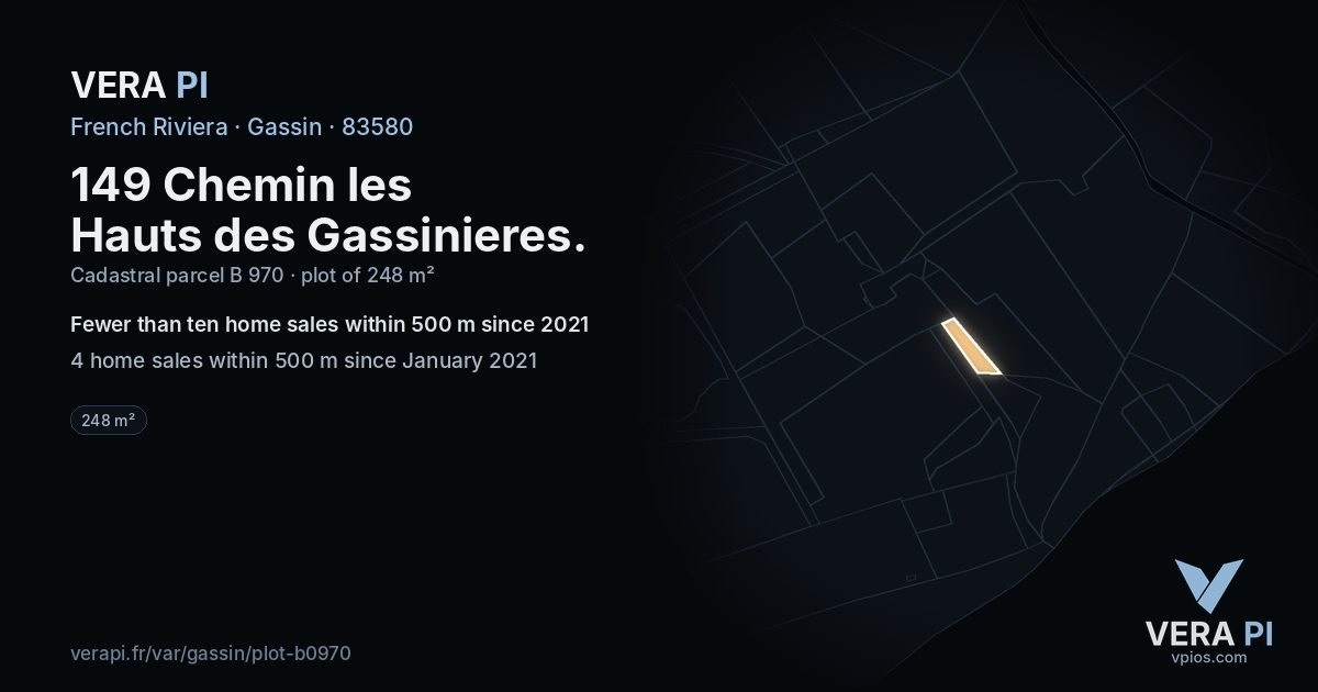 149 Chemin les Hauts des Gassinieres, Gassin at night – the plot lit, the parcels around coloured by the prices near them
