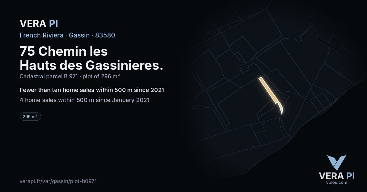 75 Chemin les Hauts des Gassinieres, Gassin at night – the plot lit, the parcels around coloured by the prices near them