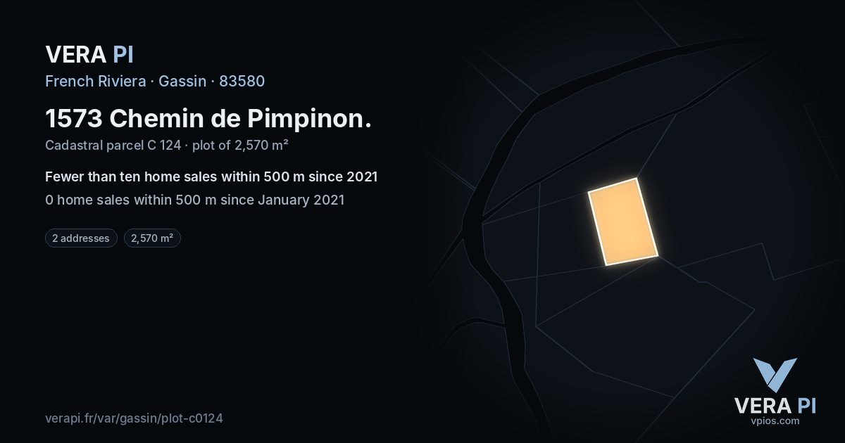 1573 Chemin de Pimpinon, Gassin at night – the plot lit, the parcels around coloured by the prices near them