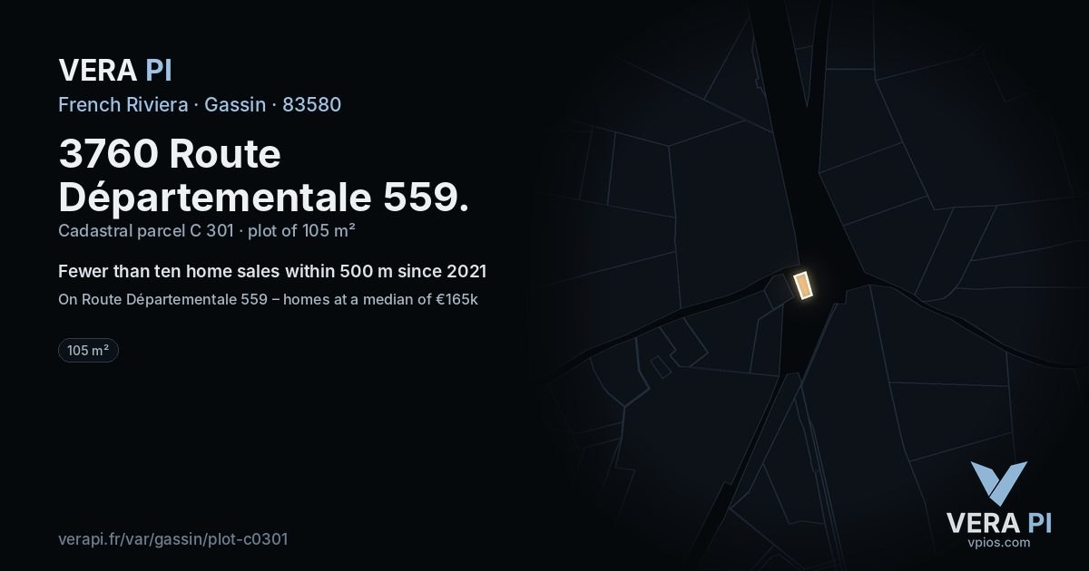 3760 Route Départementale 559, Gassin at night – the plot lit, the parcels around coloured by the prices near them