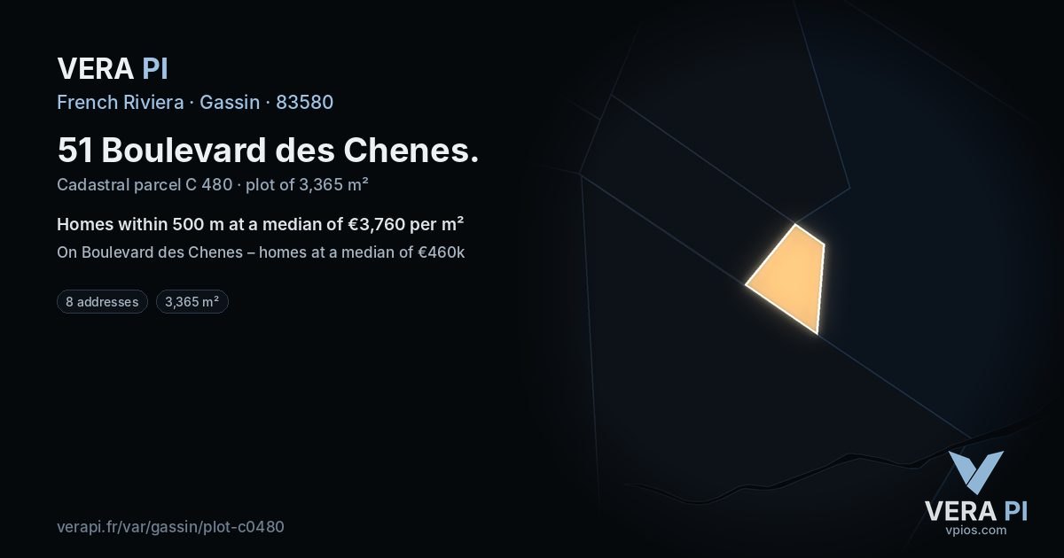 51 Boulevard des Chenes, Gassin at night – the plot lit, the parcels around coloured by the prices near them