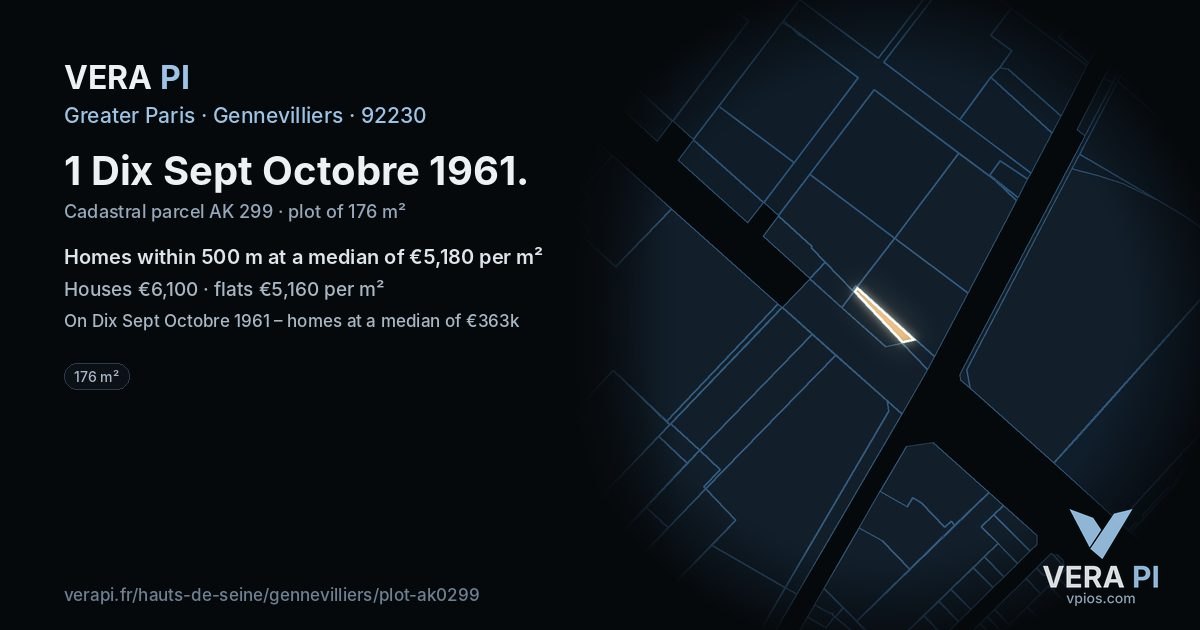 1 Dix Sept Octobre 1961, Gennevilliers at night – the plot lit, the parcels around coloured by the prices near them