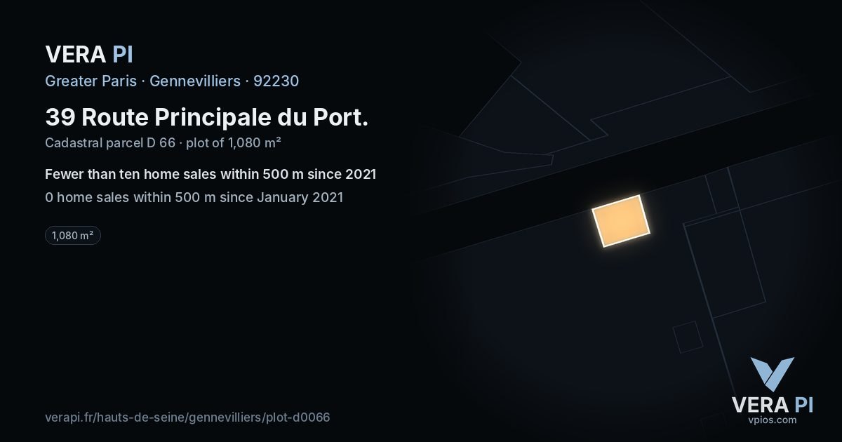 39 Route Principale du Port, Gennevilliers at night – the plot lit, the parcels around coloured by the prices near them