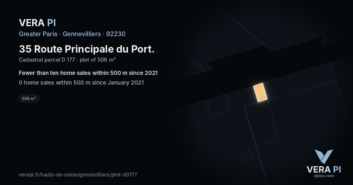 35 Route Principale du Port, Gennevilliers at night – the plot lit, the parcels around coloured by the prices near them