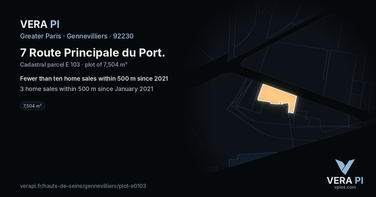 7 Route Principale du Port, Gennevilliers at night – the plot lit, the parcels around coloured by the prices near them