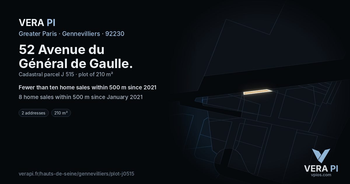 52 Avenue du Général de Gaulle, Gennevilliers at night – the plot lit, the parcels around coloured by the prices near them