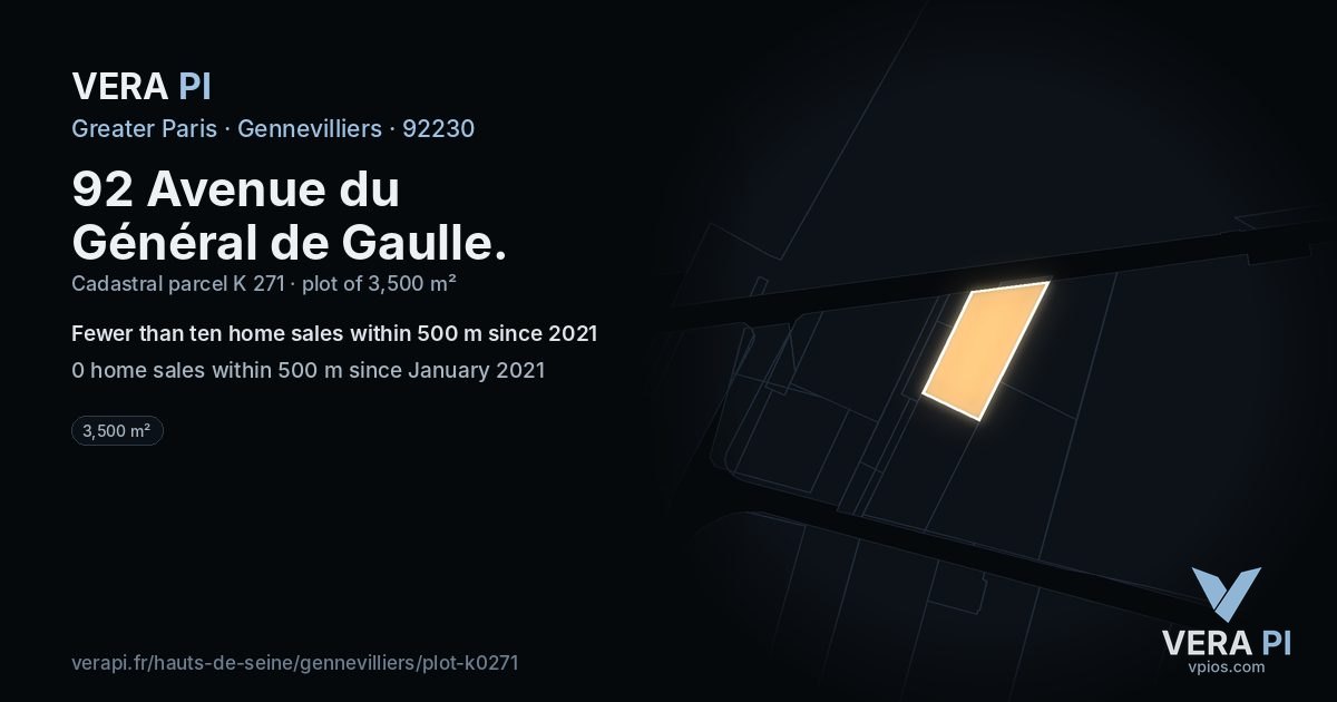 92 Avenue du Général de Gaulle, Gennevilliers at night – the plot lit, the parcels around coloured by the prices near them