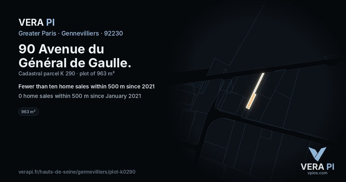 90 Avenue du Général de Gaulle, Gennevilliers at night – the plot lit, the parcels around coloured by the prices near them