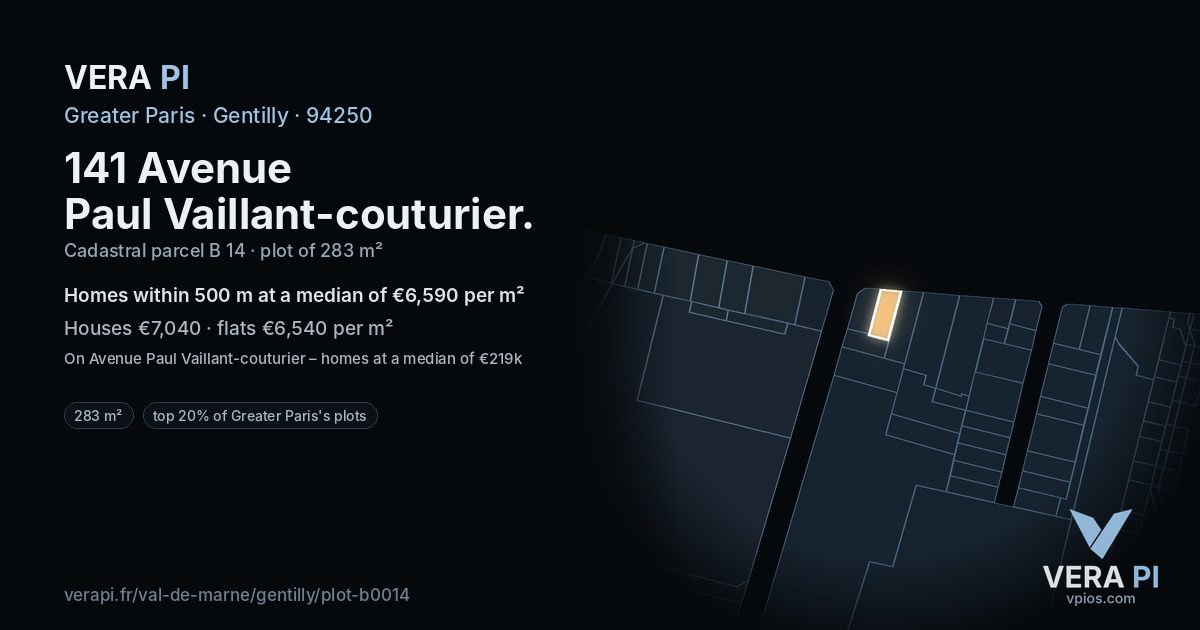 141 Avenue Paul Vaillant-couturier, Gentilly at night – the plot lit, the parcels around coloured by the prices near them