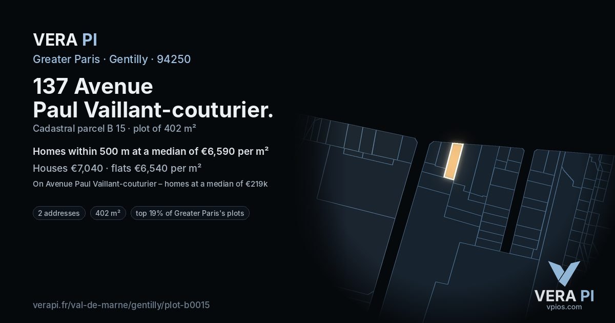 137 Avenue Paul Vaillant-couturier, Gentilly at night – the plot lit, the parcels around coloured by the prices near them