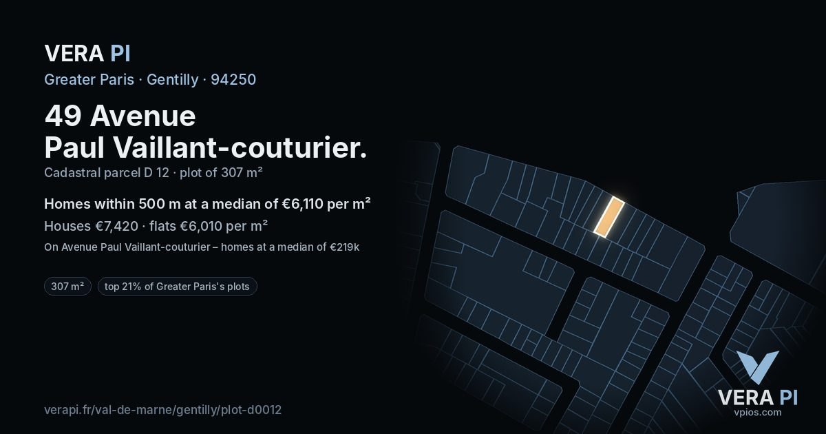 49 Avenue Paul Vaillant-couturier, Gentilly at night – the plot lit, the parcels around coloured by the prices near them