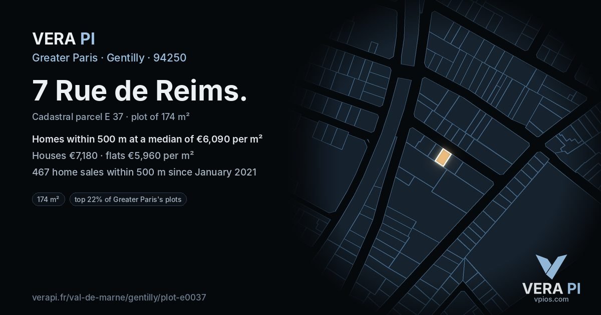 7 Rue de Reims, Gentilly at night – the plot lit, the parcels around coloured by the prices near them