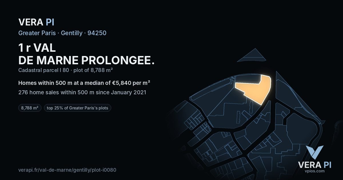 1 r VAL DE MARNE PROLONGEE, Gentilly at night – the plot lit, the parcels around coloured by the prices near them