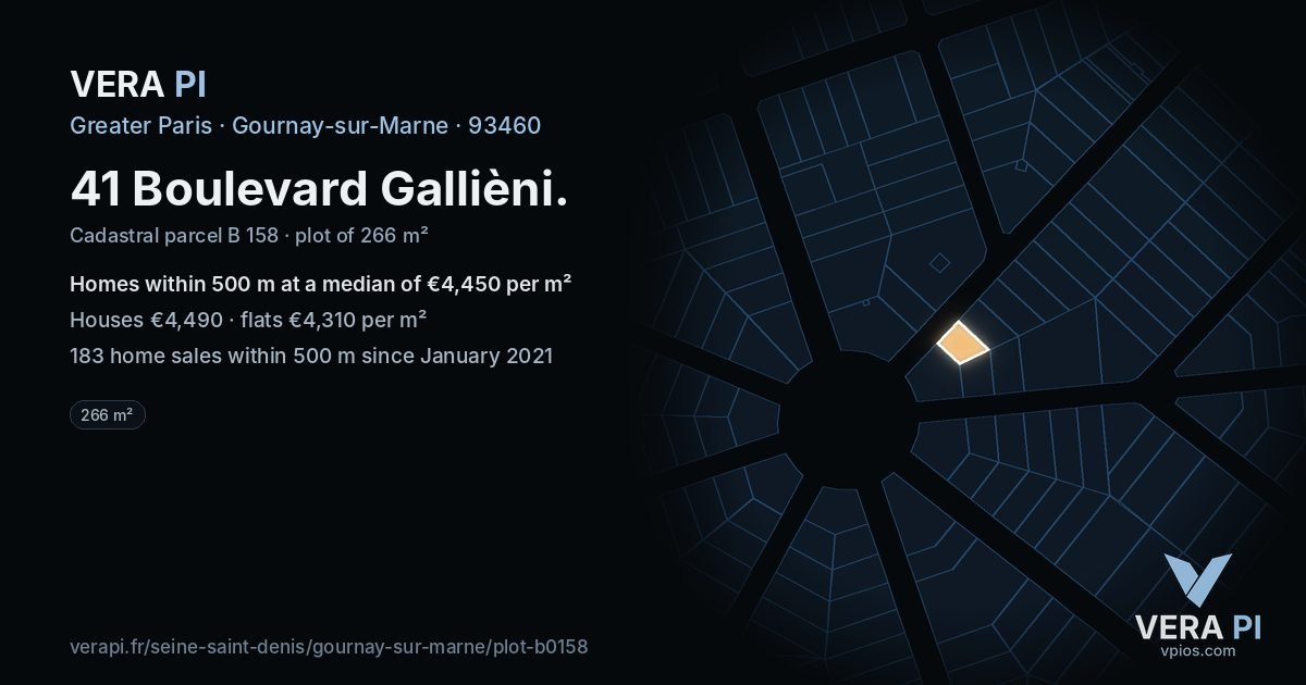 41 Boulevard Gallièni, Gournay-sur-Marne at night – the plot lit, the parcels around coloured by the prices near them