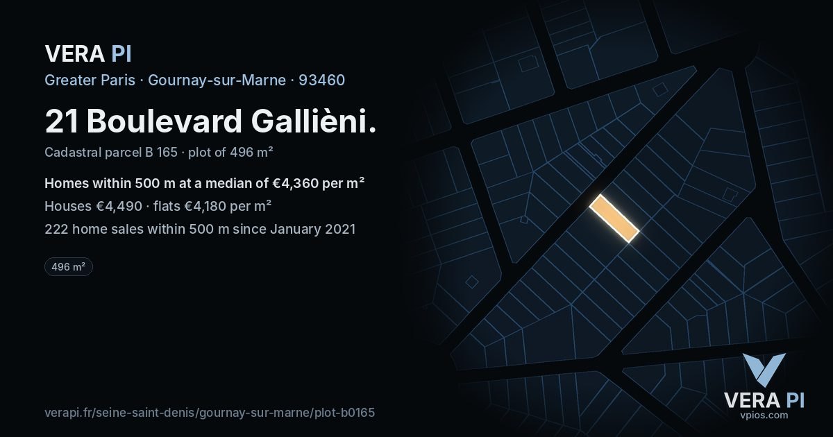 21 Boulevard Gallièni, Gournay-sur-Marne at night – the plot lit, the parcels around coloured by the prices near them