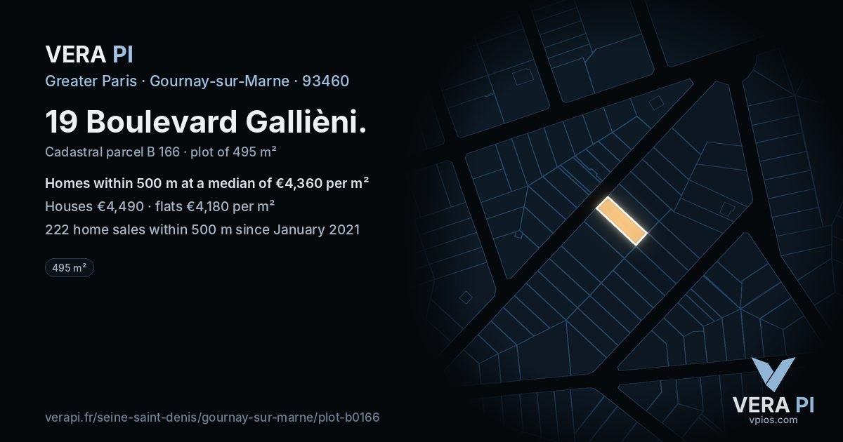 19 Boulevard Gallièni, Gournay-sur-Marne at night – the plot lit, the parcels around coloured by the prices near them