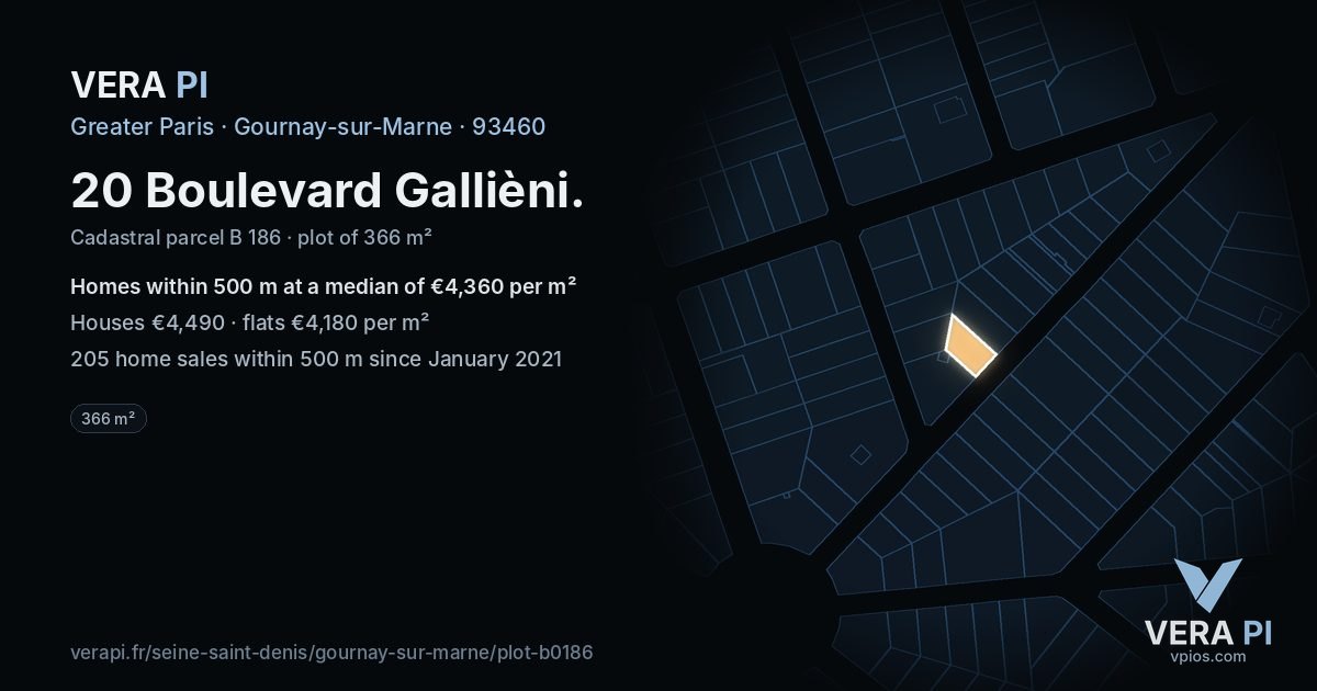 20 Boulevard Gallièni, Gournay-sur-Marne at night – the plot lit, the parcels around coloured by the prices near them