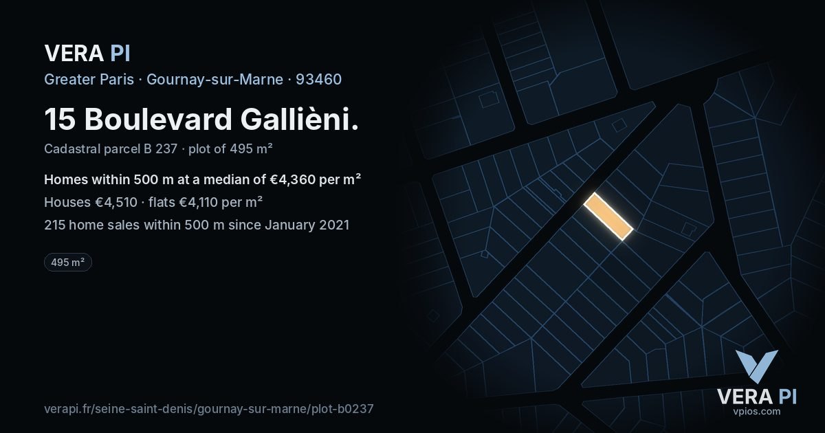 15 Boulevard Gallièni, Gournay-sur-Marne at night – the plot lit, the parcels around coloured by the prices near them