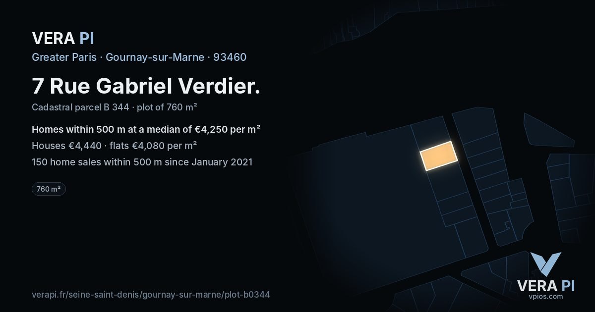 7 Rue Gabriel Verdier, Gournay-sur-Marne at night – the plot lit, the parcels around coloured by the prices near them